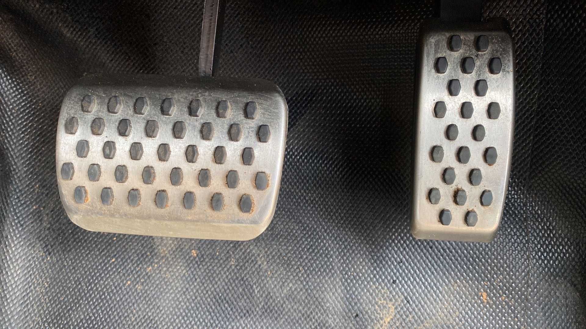 Close-up of pedals in a Mahindra XUV700