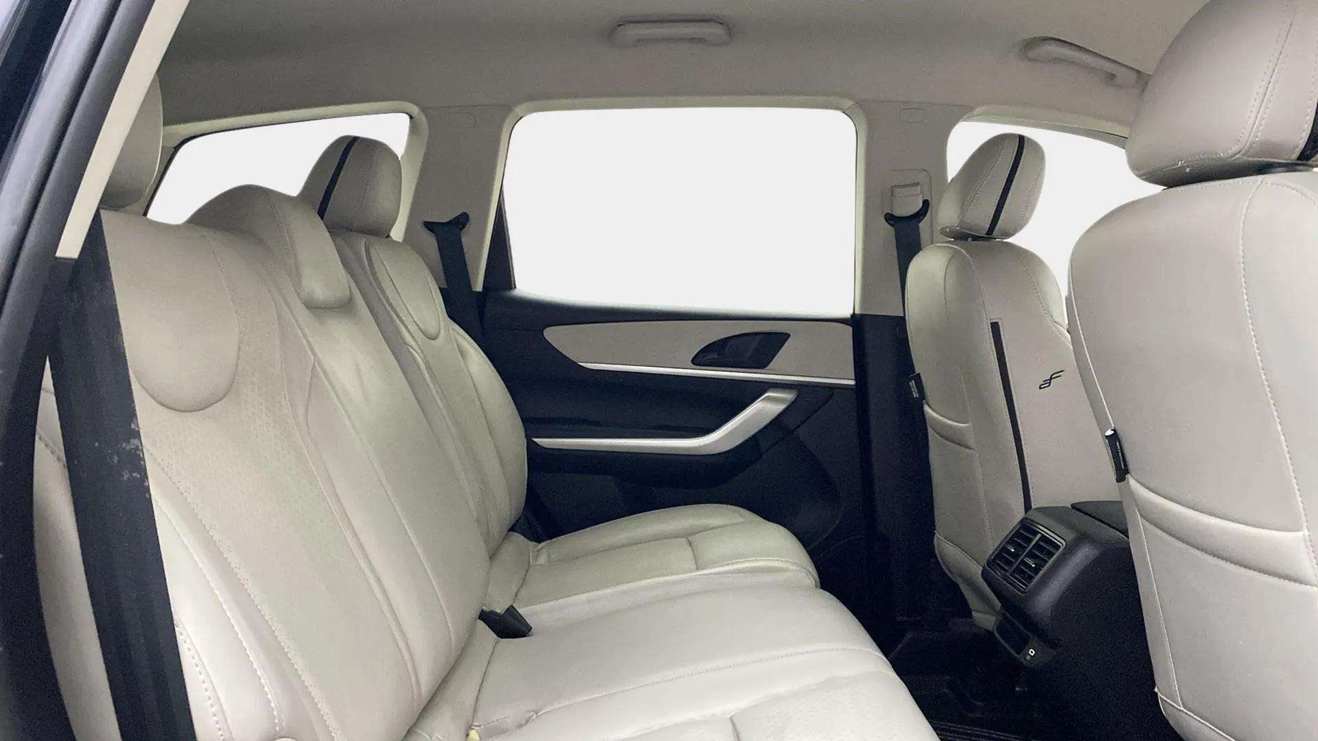 Rear seat and interior view of a Mahindra XUV700