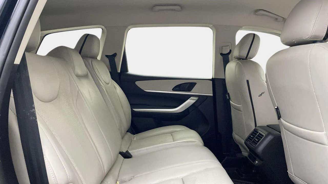 Rear seat and interior view of a Mahindra XUV700