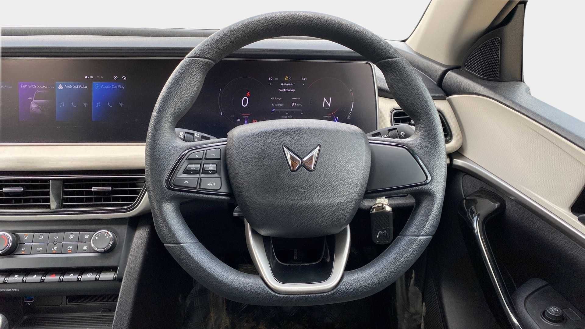 Interior dashboard view of a Mahindra XUV700
