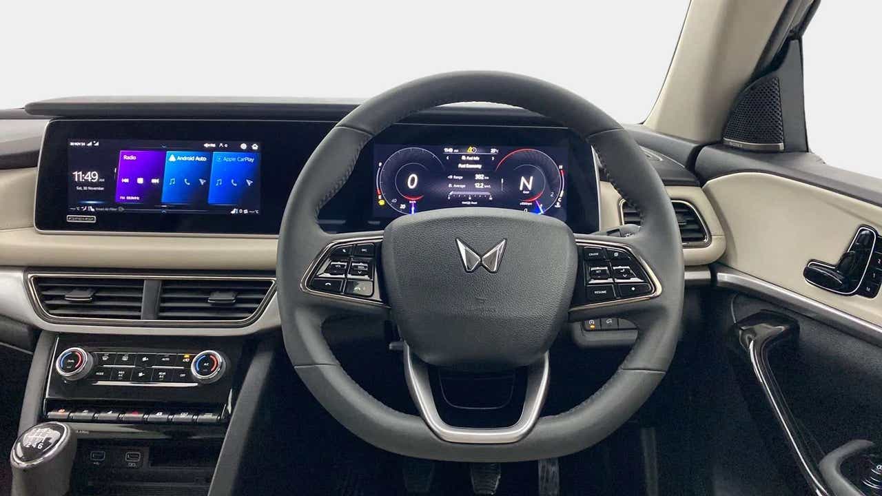 Interior dashboard view of a Mahindra XUV700