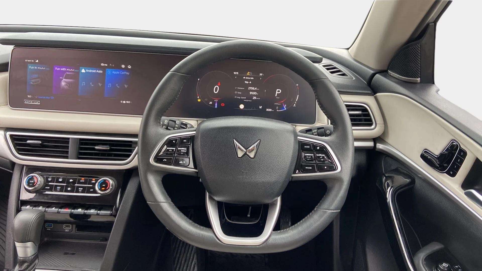Interior dashboard of a Mahindra XUV700