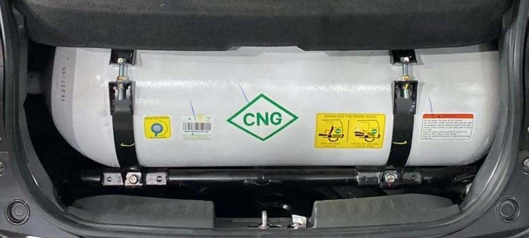 Cng tank in the boot of a Maruti Suzuki Alto K10