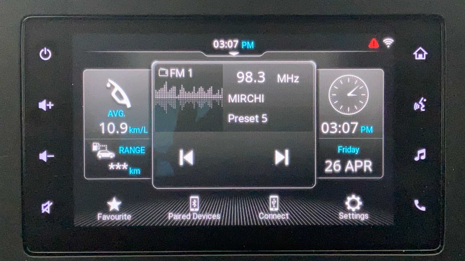 Infotainment system display of a Maruti Suzuki Baleno