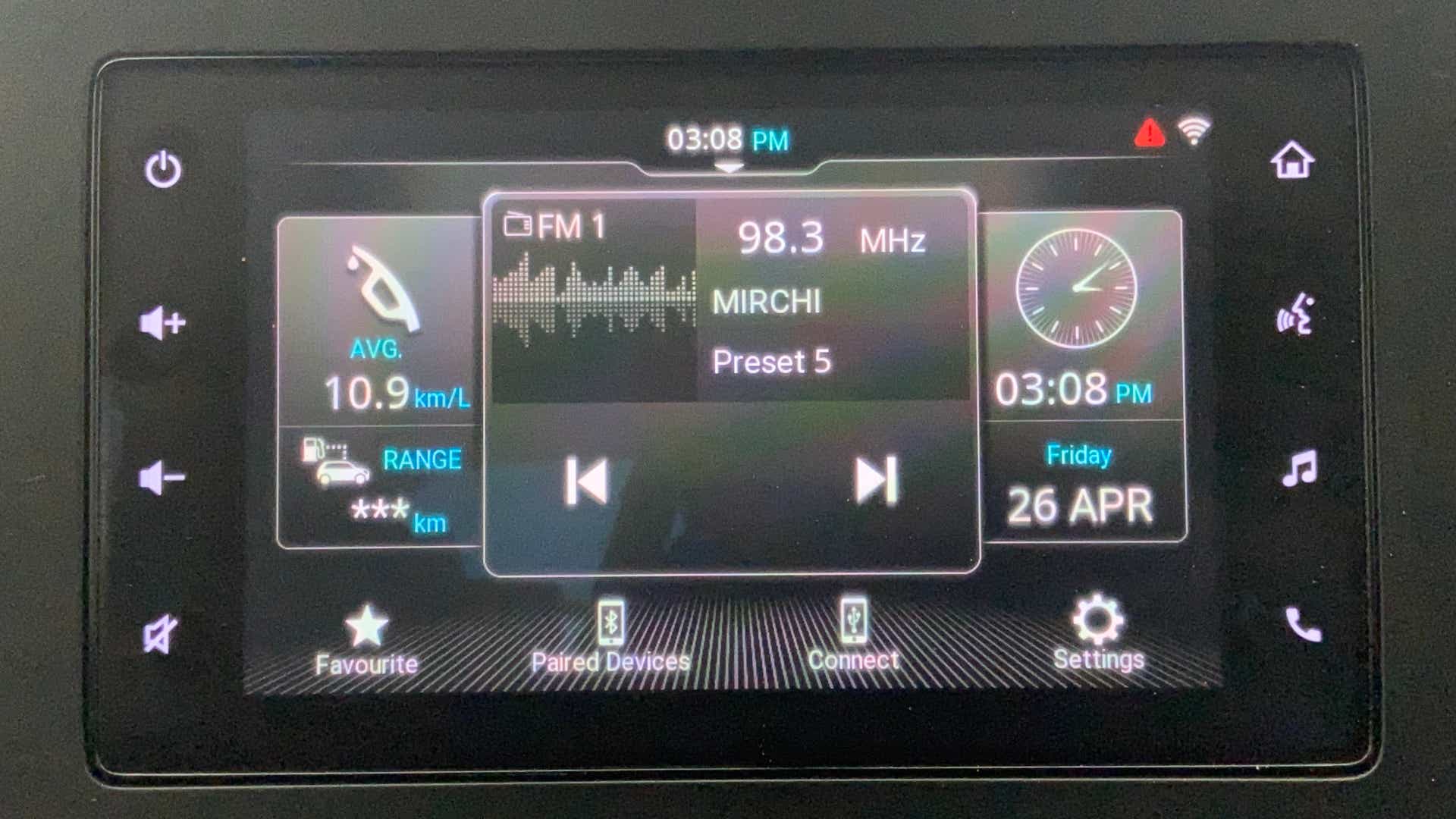 Touchscreen infotainment display of a Maruti Suzuki Baleno