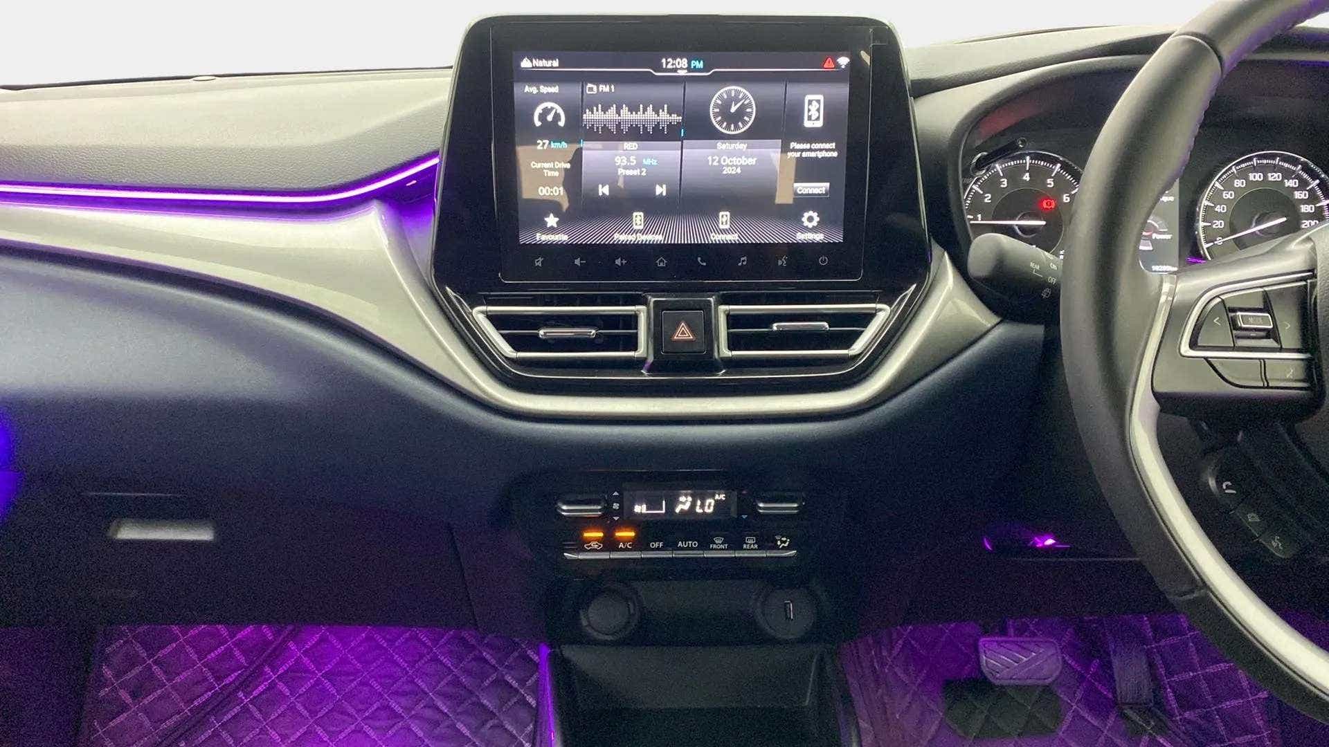Interior dashboard of a Maruti Suzuki Baleno