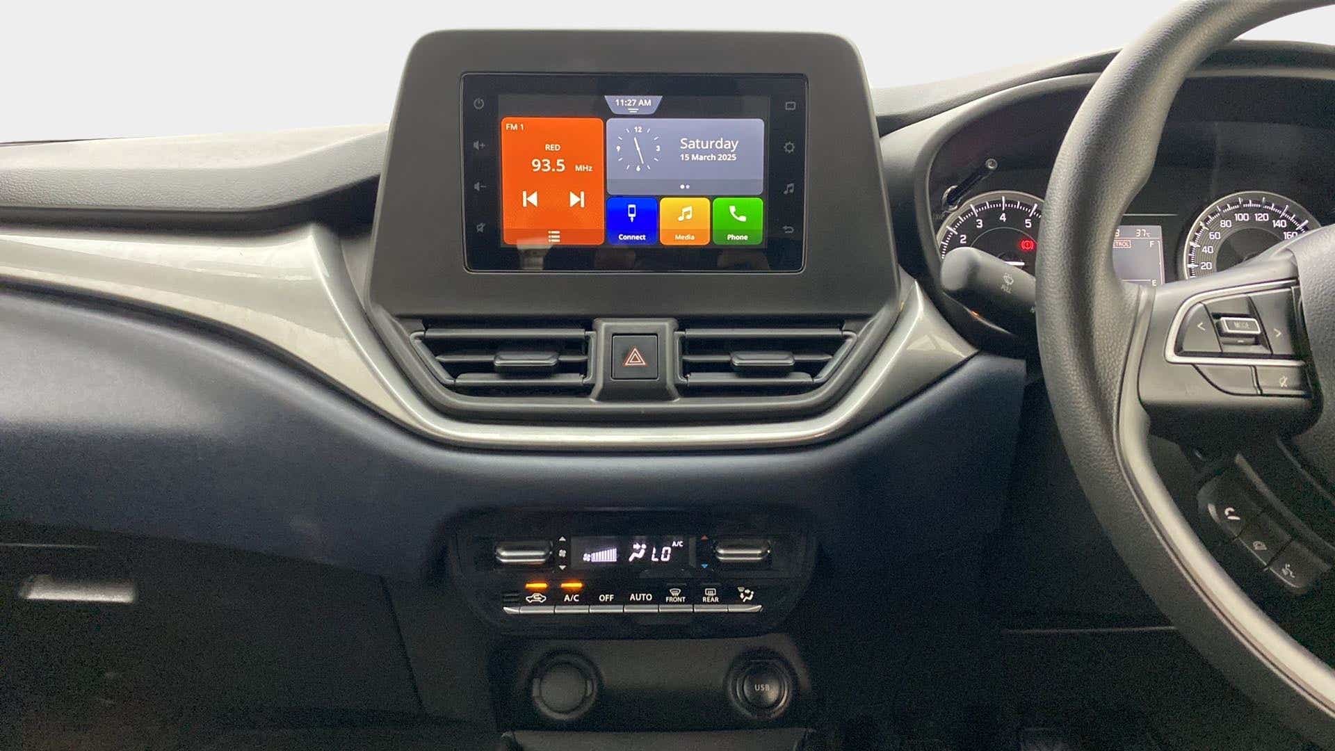 Interior dashboard of a Maruti Suzuki Baleno