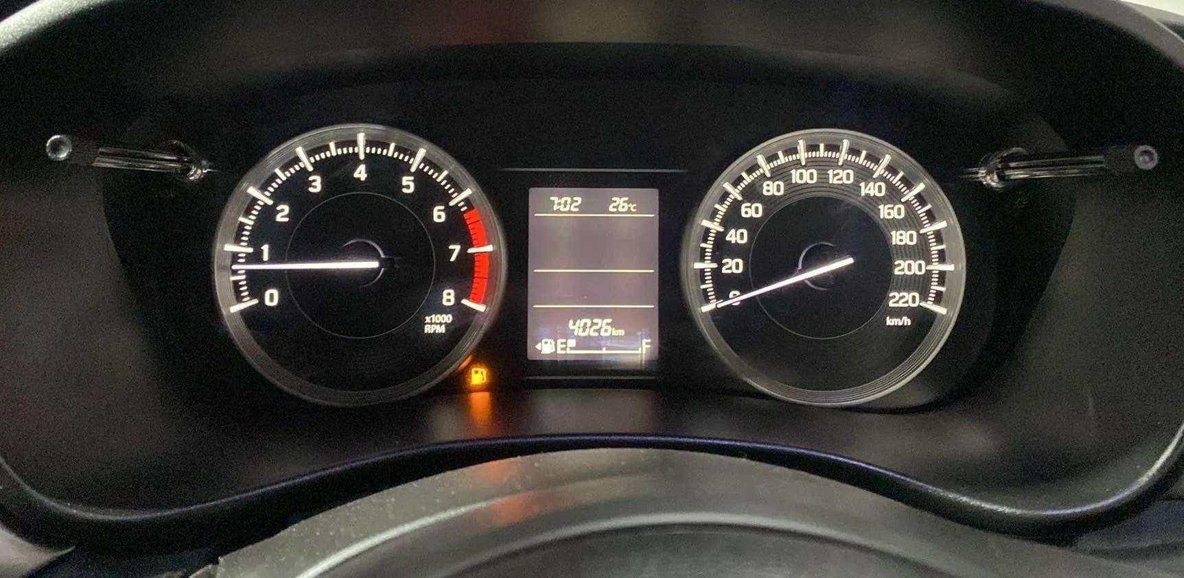 Instrument cluster of a Maruti Suzuki Baleno