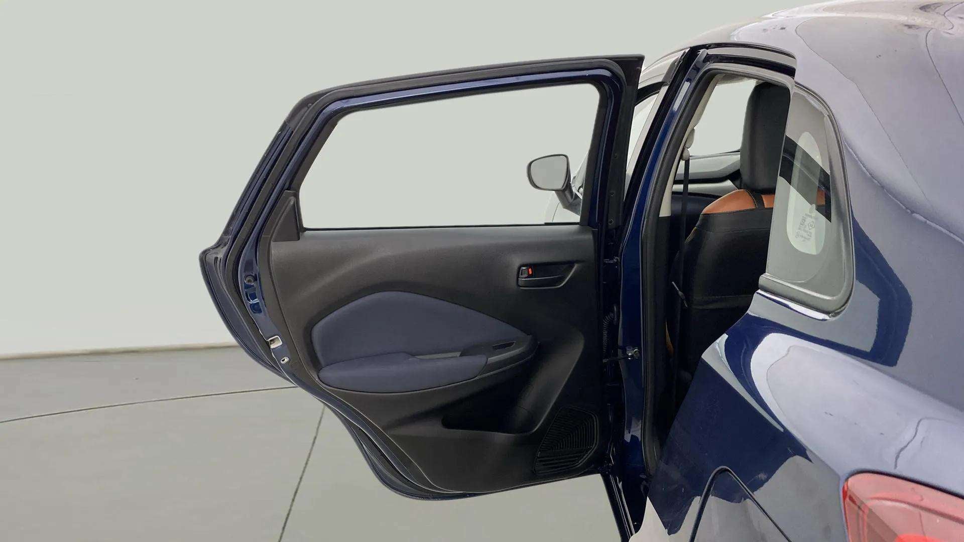 Rear door open view of a Maruti Suzuki Baleno