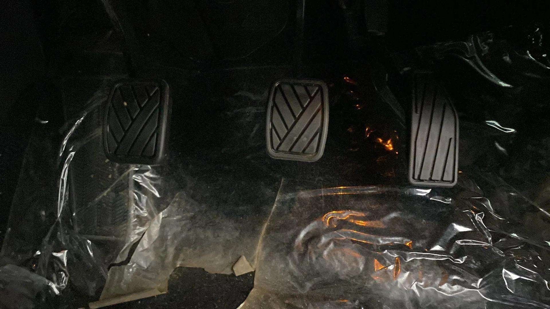 Footwell pedals of a Maruti Suzuki Baleno