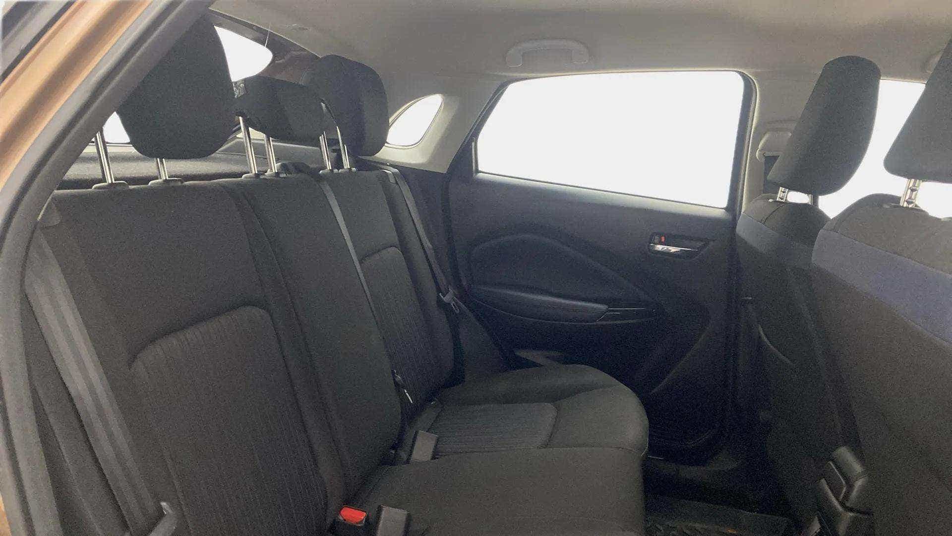 Rear seat interior view of a Maruti Suzuki Baleno