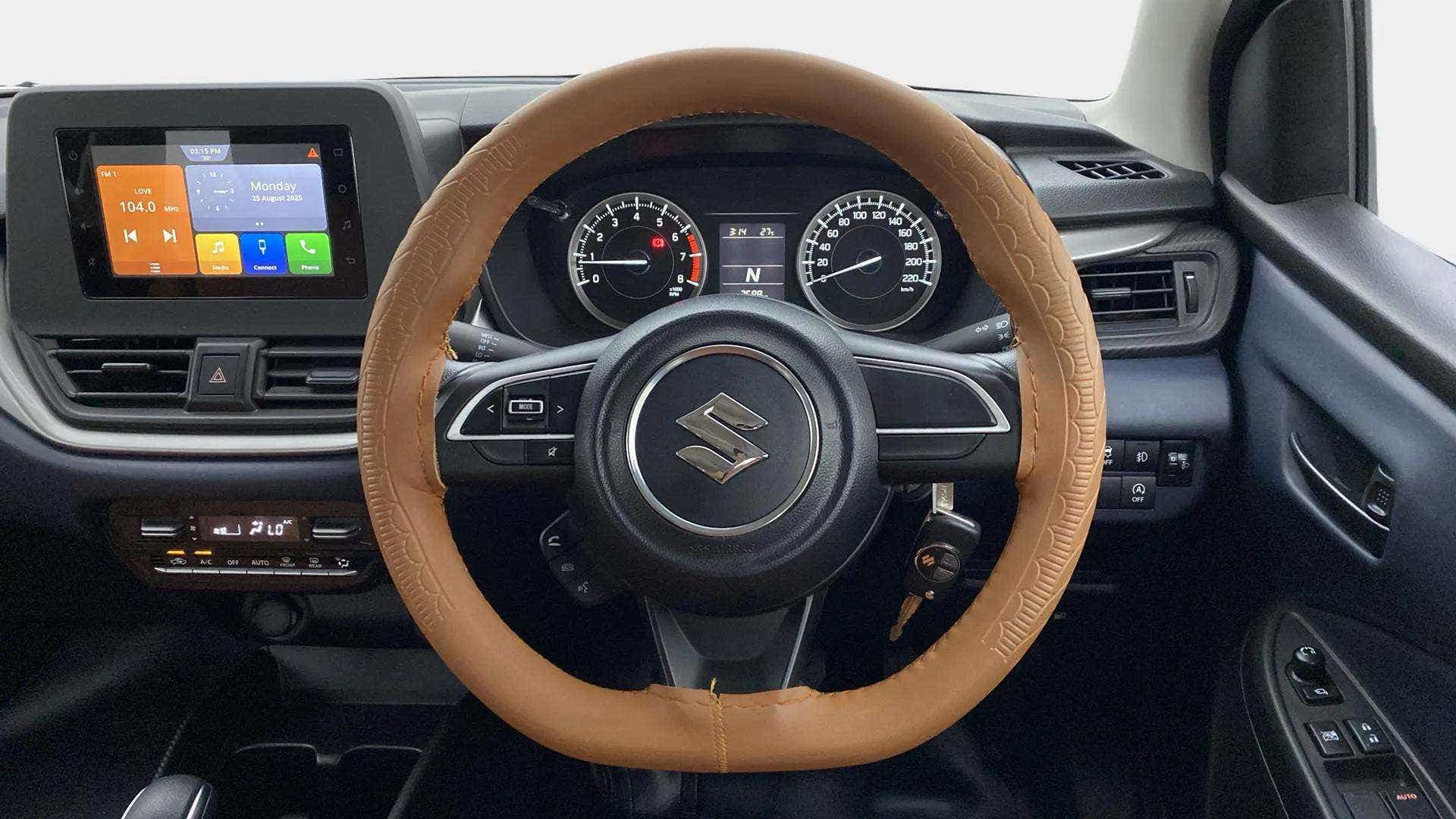 Interior dashboard view of a Maruti Suzuki Baleno