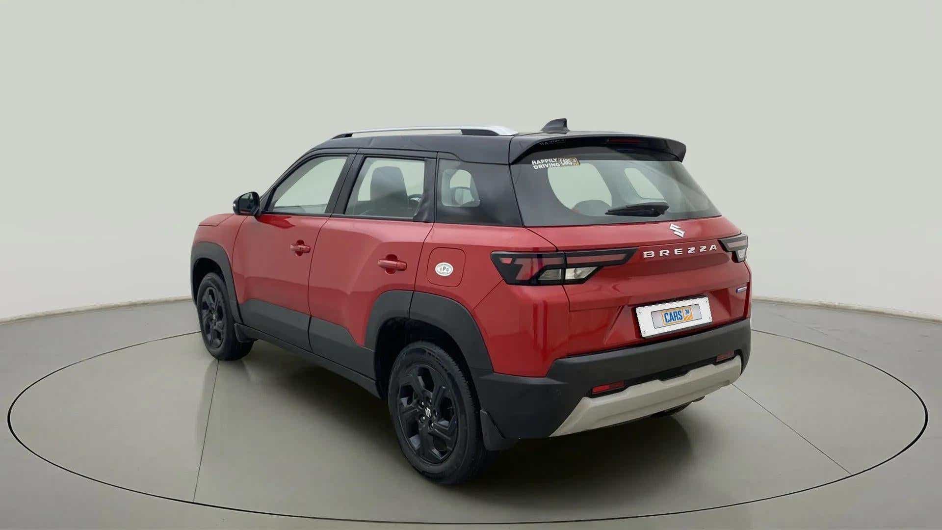 Rear three-quarter view of a Maruti Suzuki Brezza