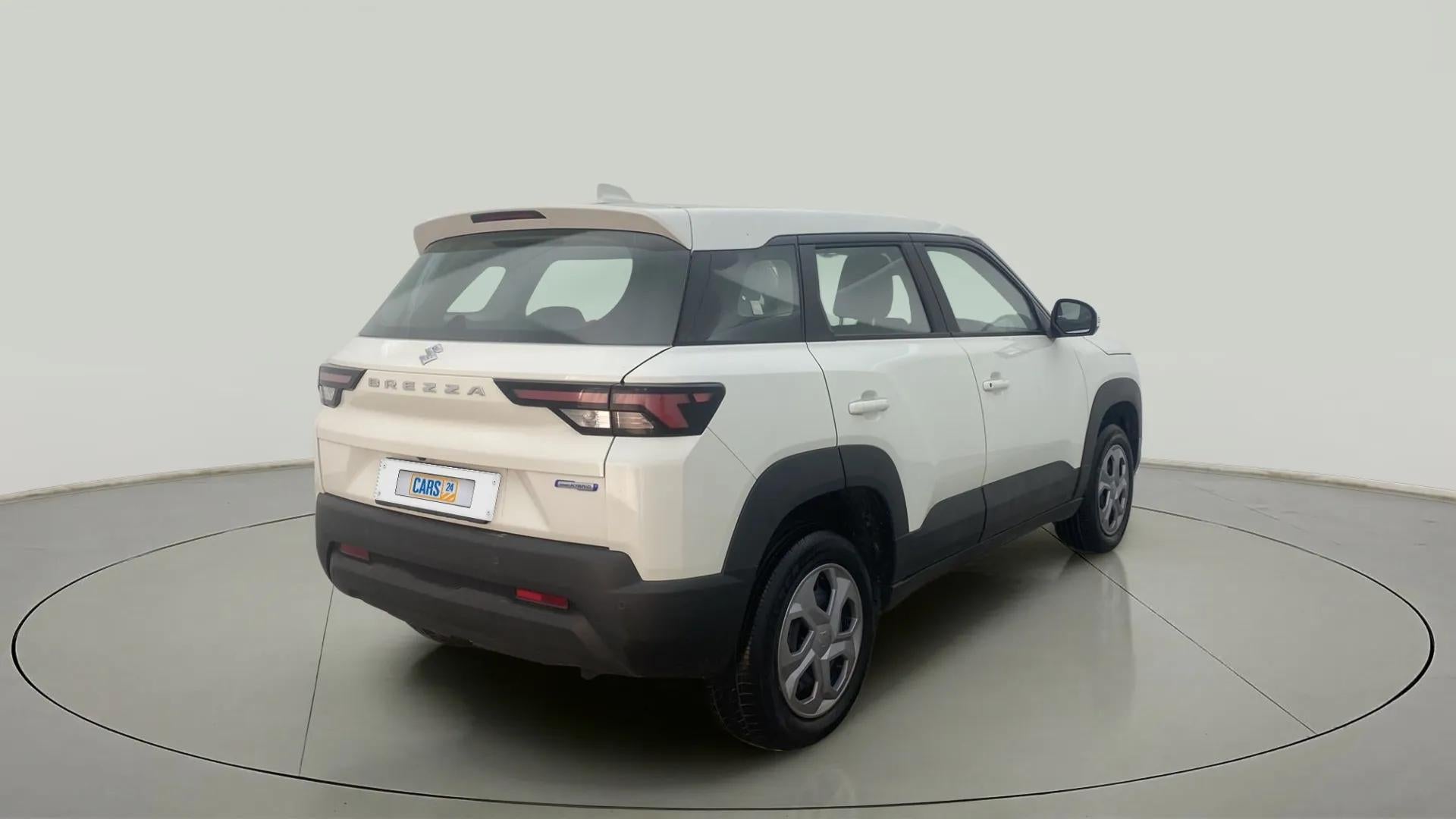 Rear three-quarter view of a Maruti Suzuki Brezza