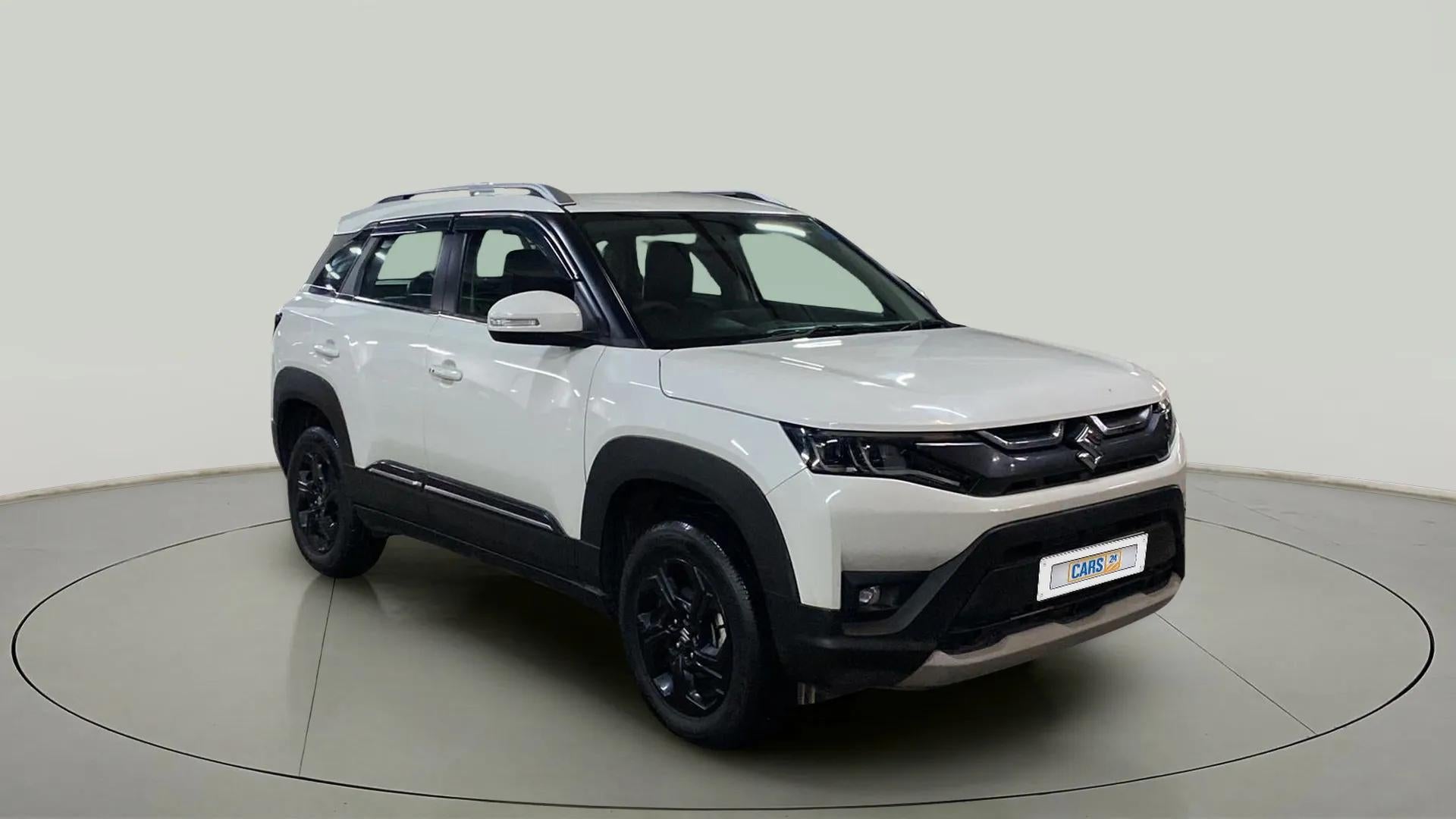 Front three-quarter view of a Maruti Suzuki Brezza