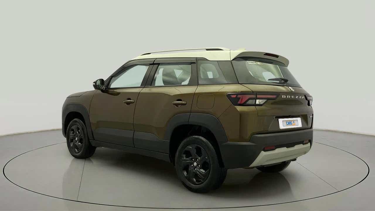 Rear three-quarter view of a Maruti Suzuki Brezza
