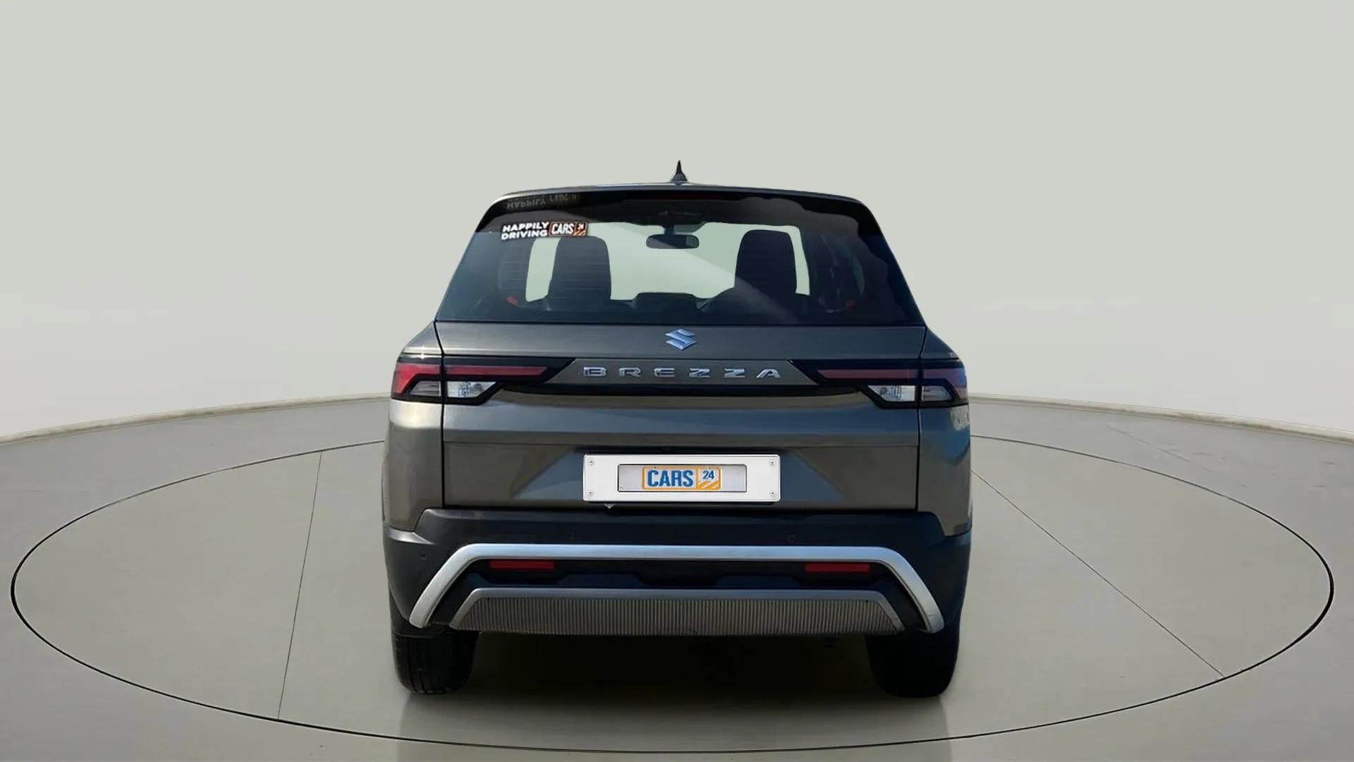 Rear view of a Magma Grey Maruti Suzuki Brezza