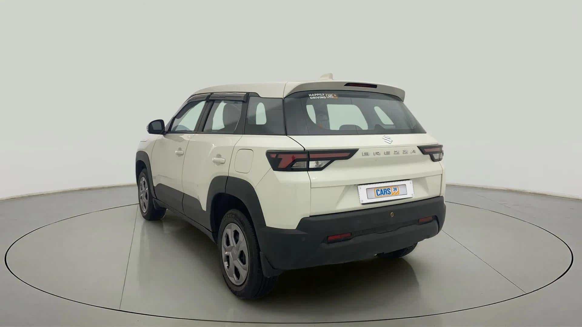 Rear three-quarter view of a Maruti Suzuki Brezza