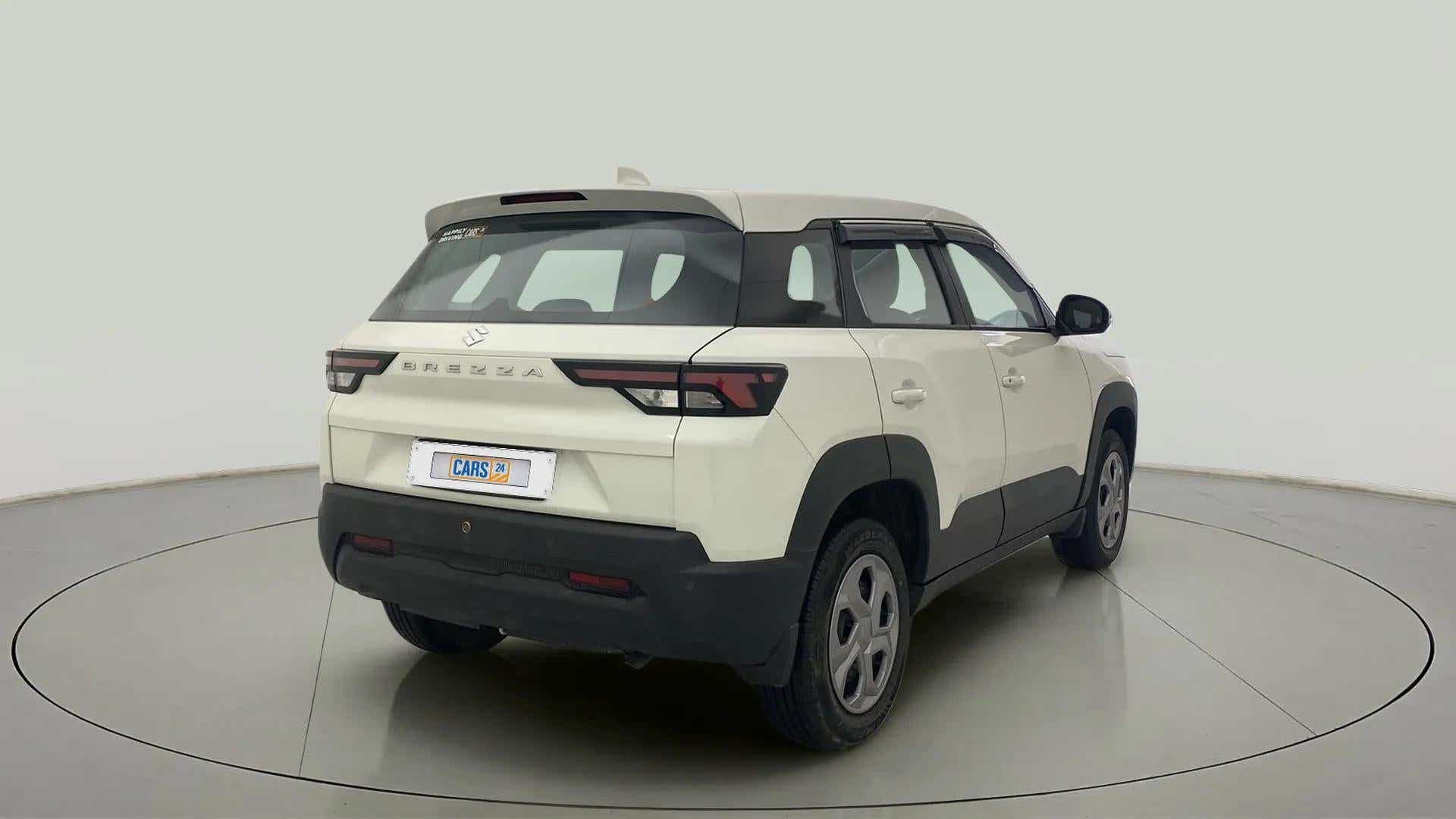 Rear three-quarter view of a Maruti Suzuki Brezza