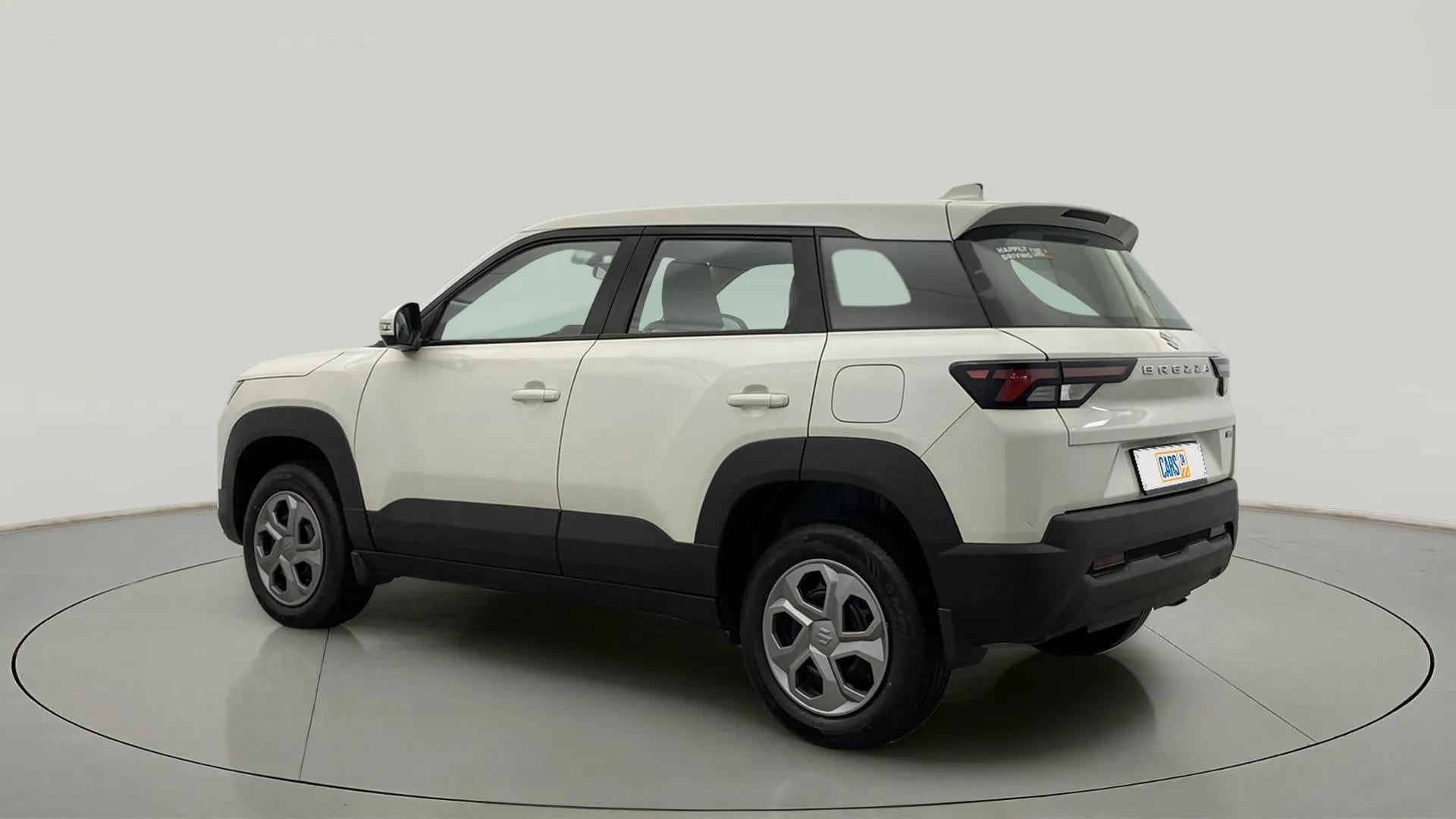 Rear three-quarter view of a Maruti Suzuki Brezza