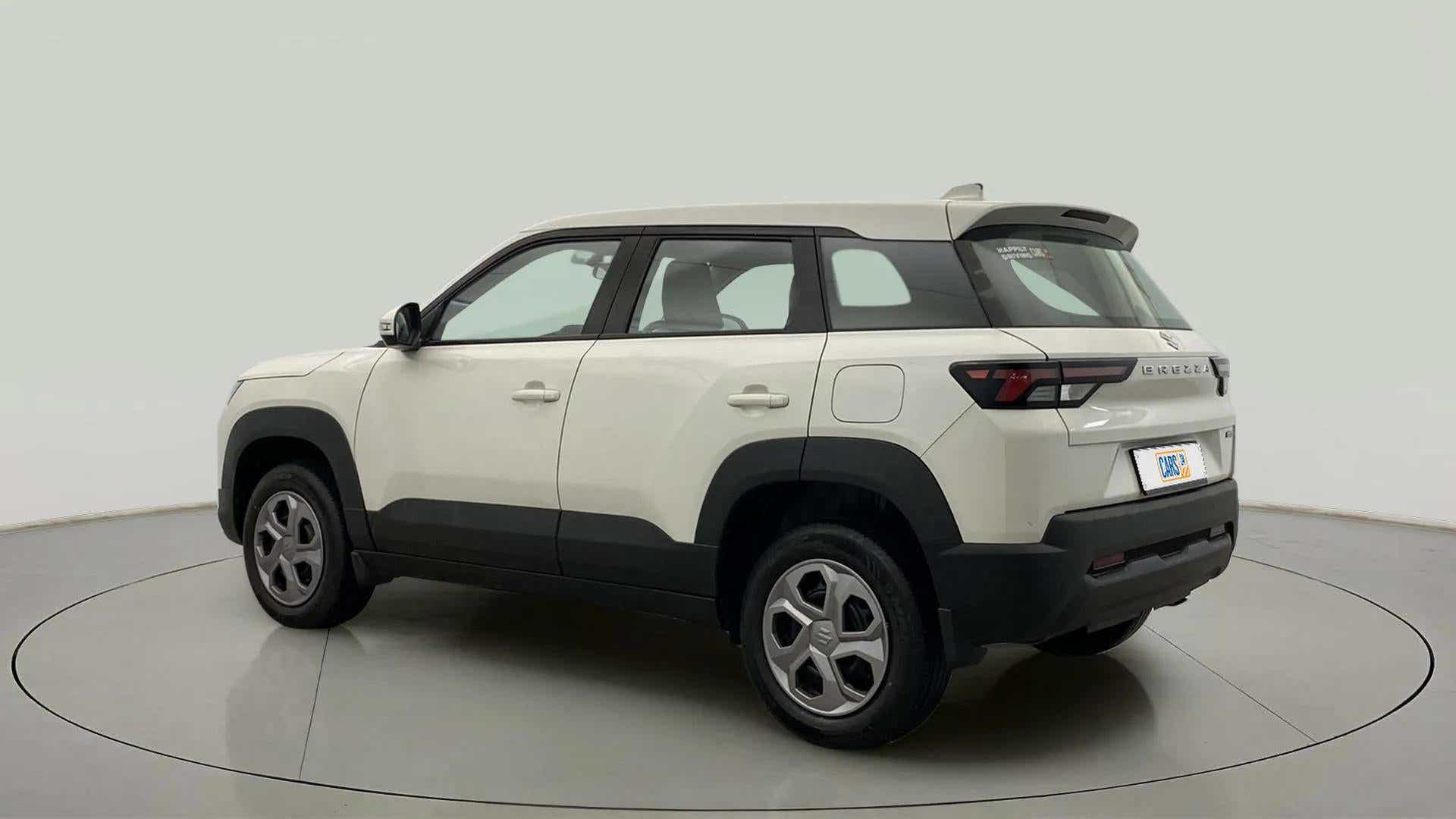 Rear three-quarter view of a Maruti Suzuki Brezza