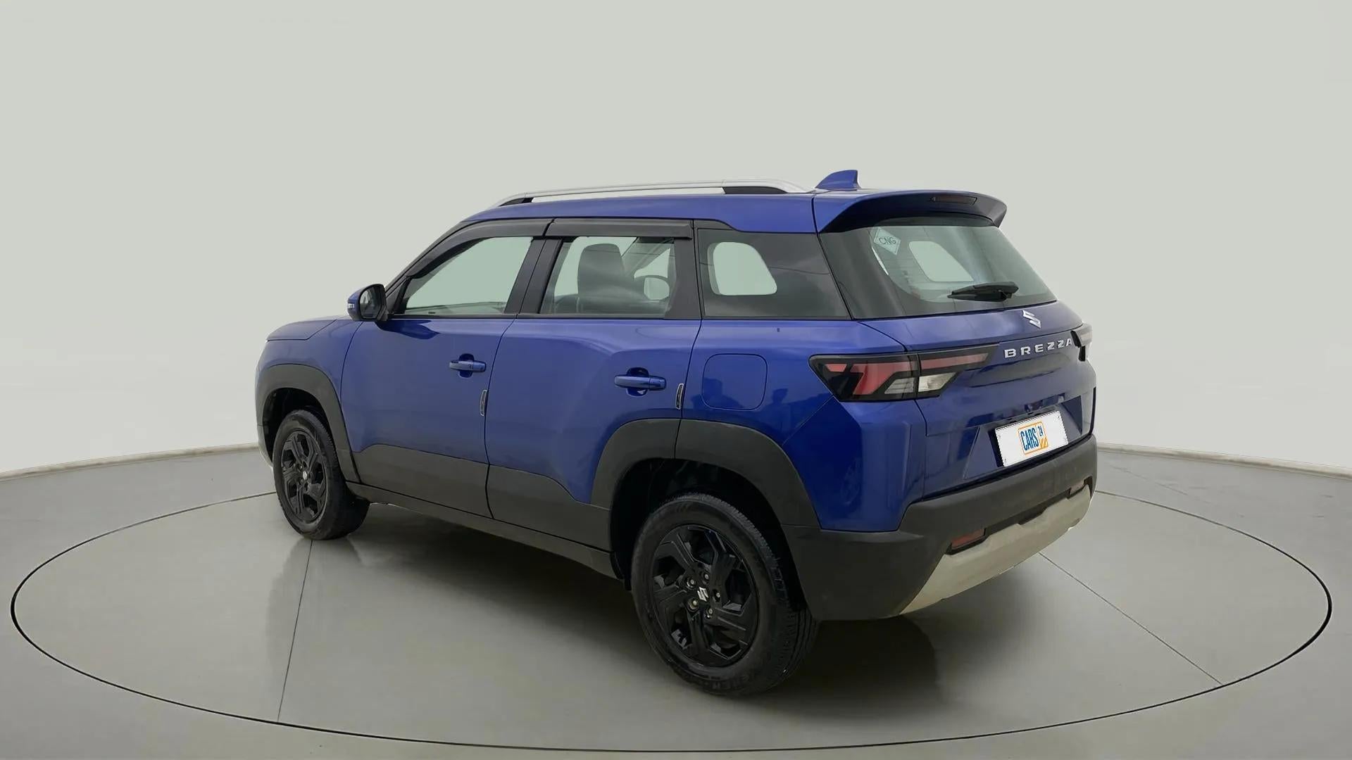 Rear three-quarter view of a Maruti Suzuki Brezza