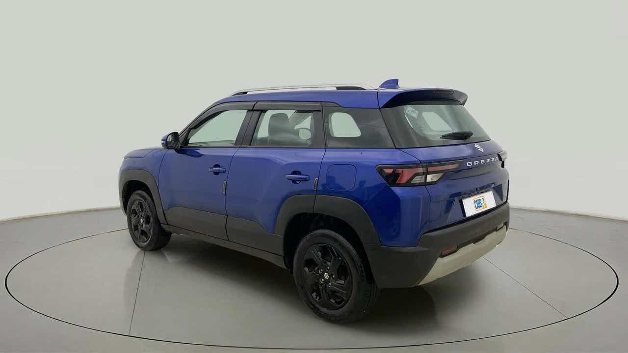 Rear three-quarter view of a Maruti Suzuki Brezza