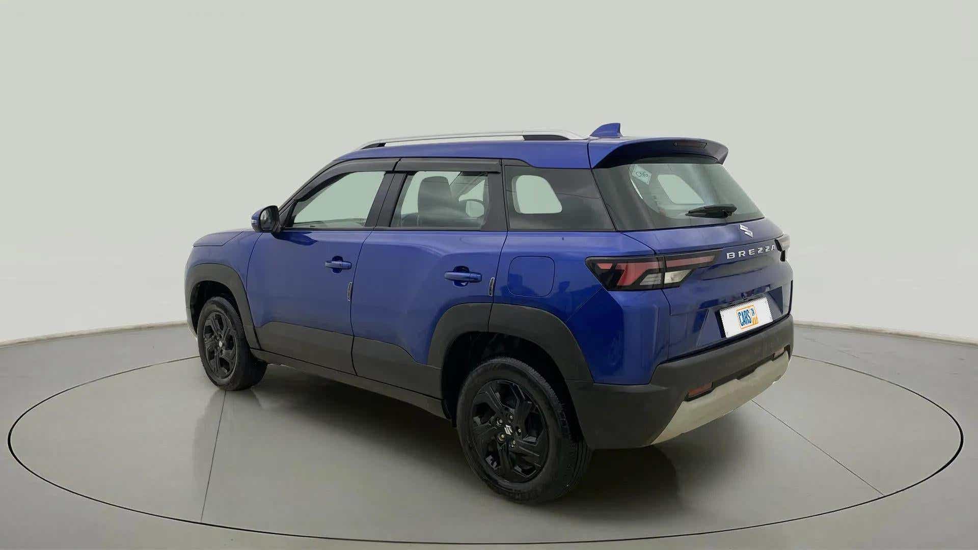 Rear three-quarter view of a Maruti Suzuki Brezza