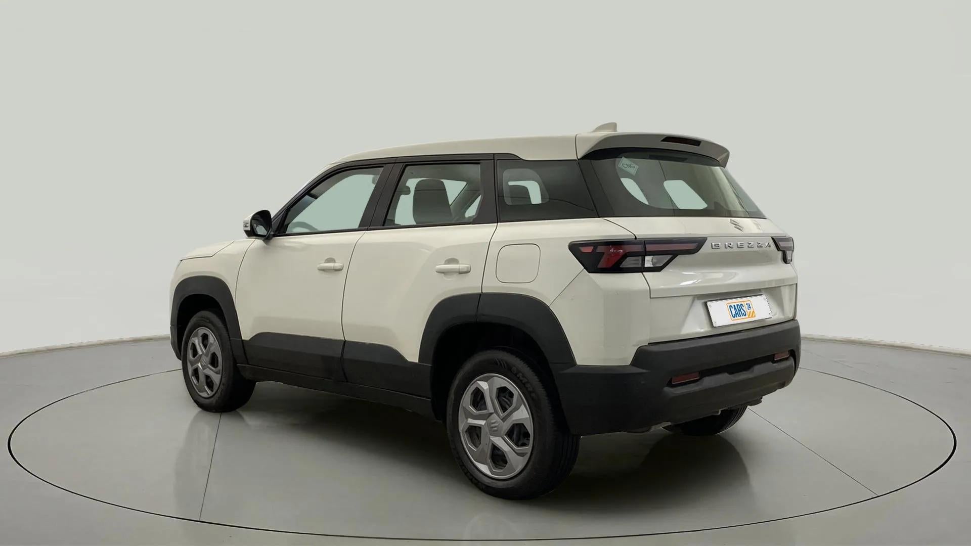 Rear three-quarter view of a Maruti Suzuki Brezza