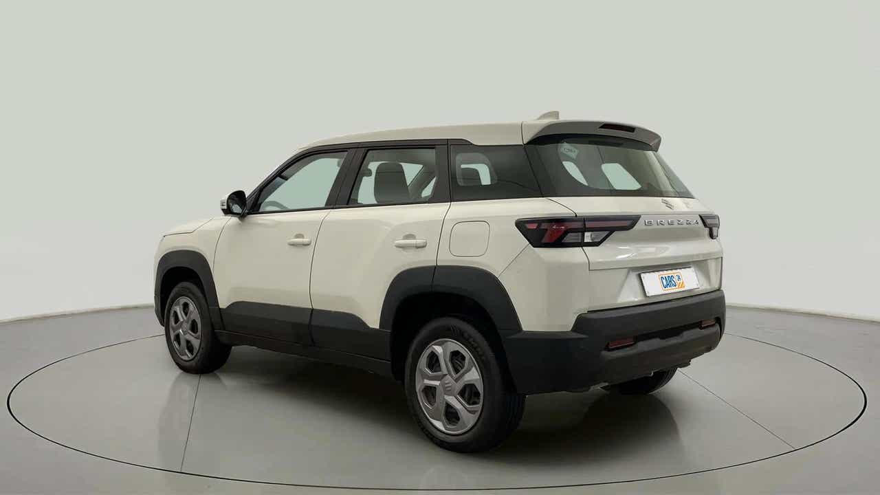 Rear three-quarter view of a Maruti Suzuki Brezza