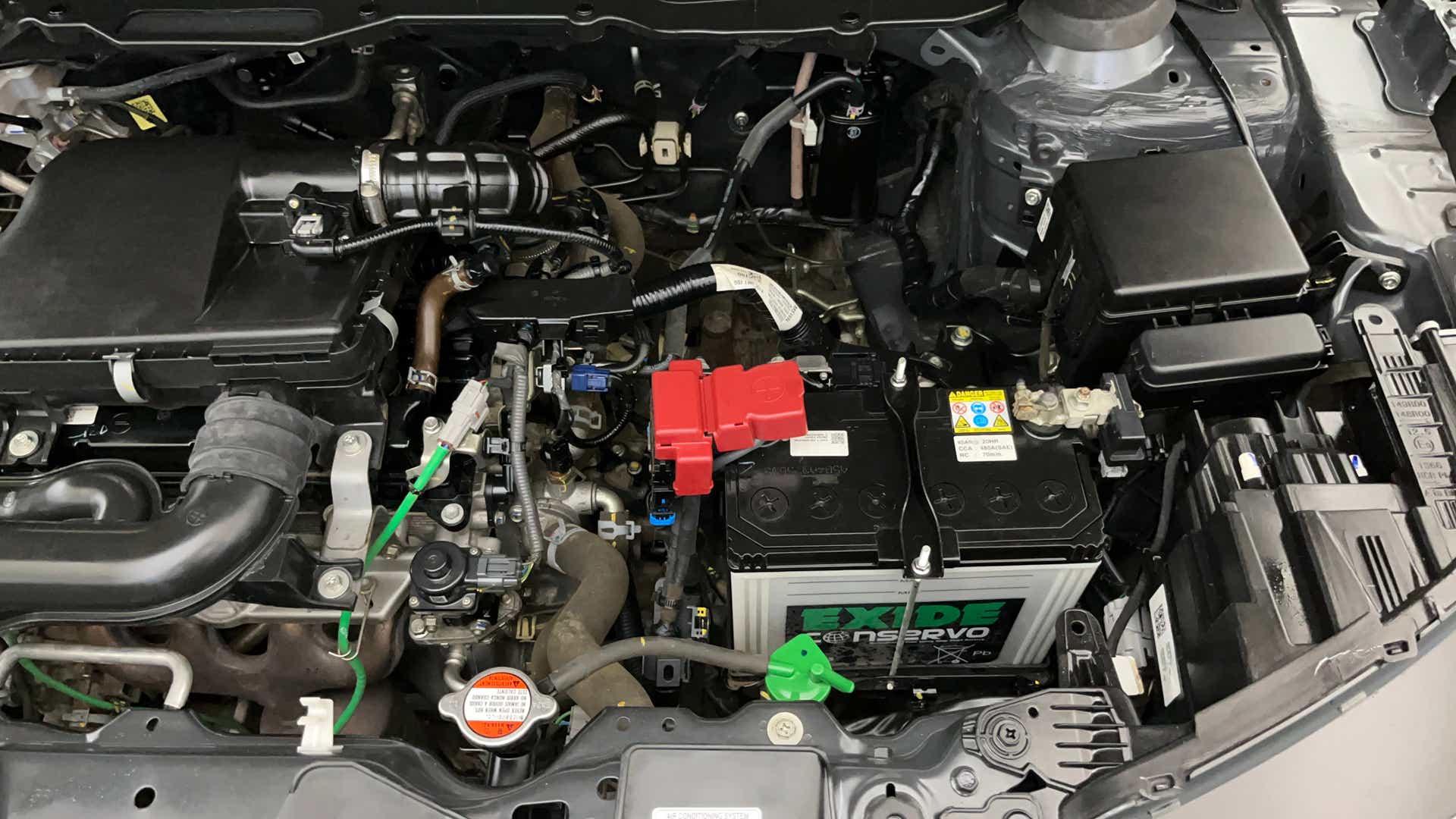 Engine bay of a Maruti Suzuki Brezza