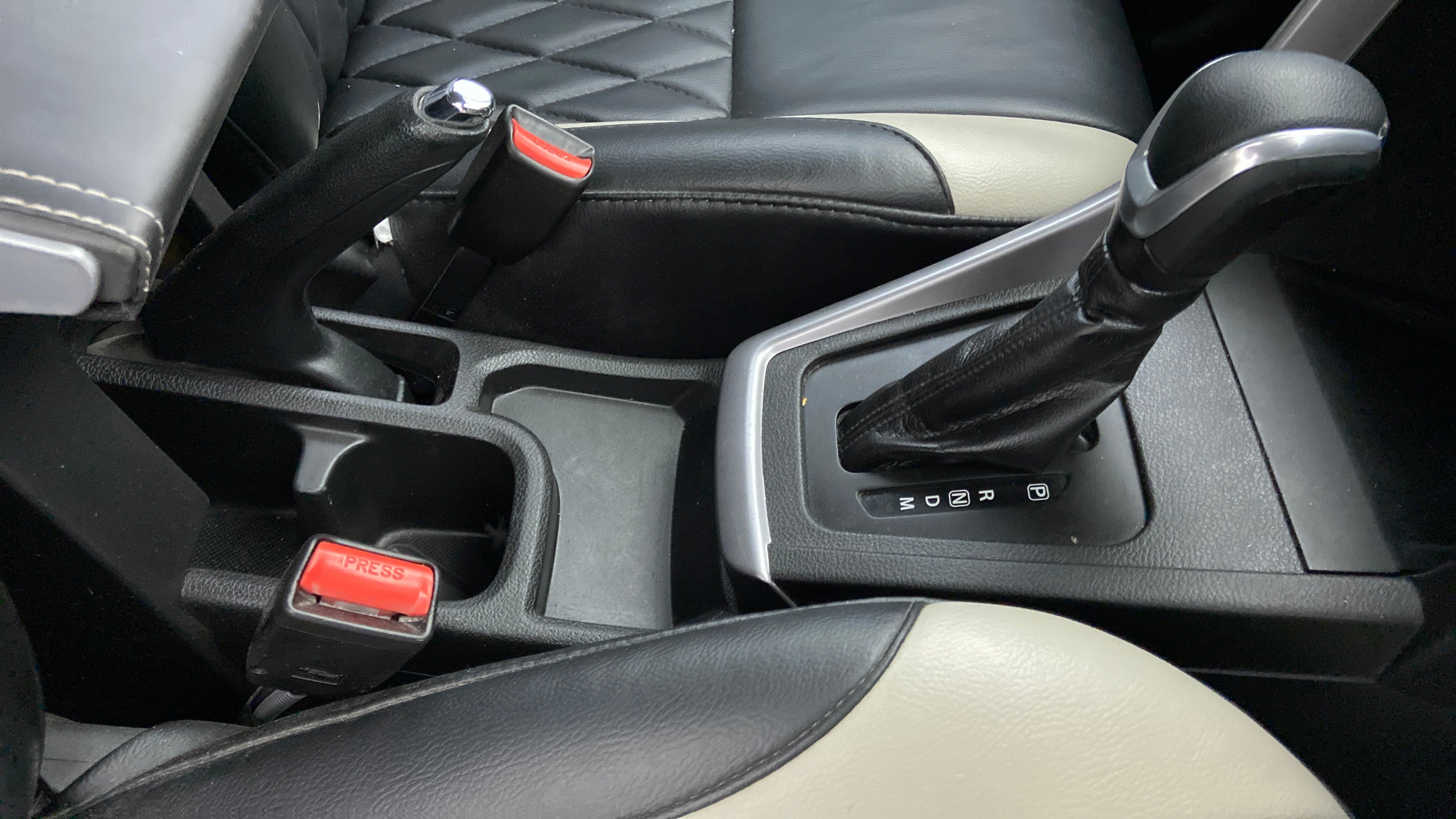 Center console view of a Maruti Suzuki Brezza
