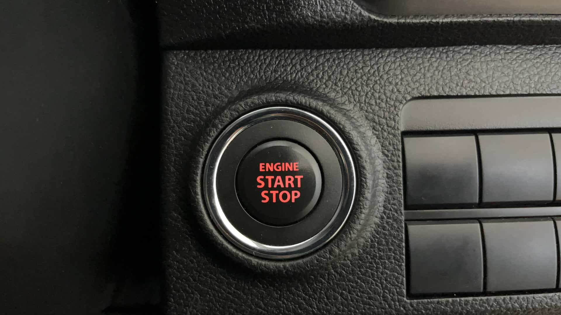 Engine start stop button of a Maruti Suzuki Brezza