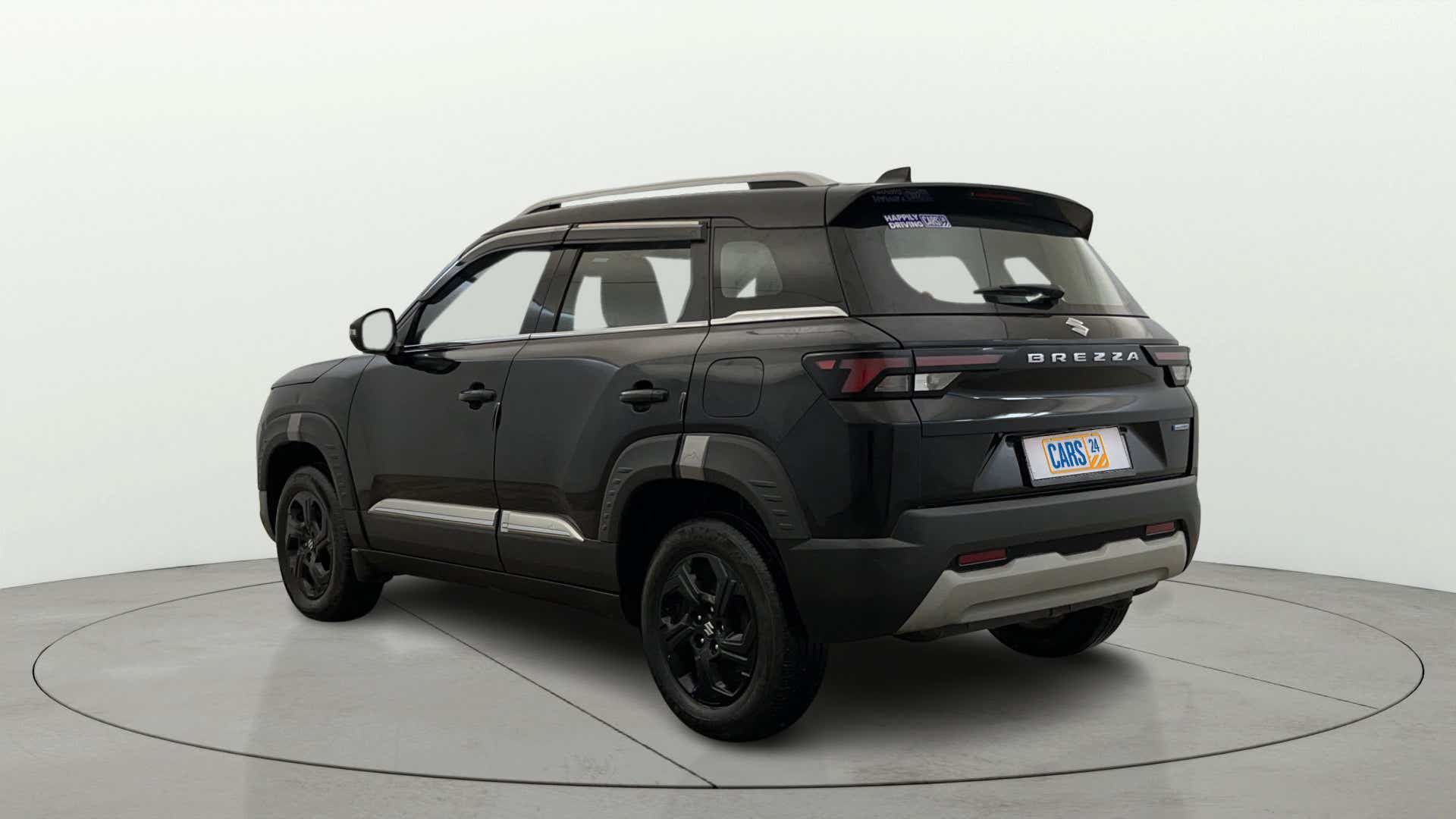 Rear three-quarter view of a Maruti Suzuki Brezza