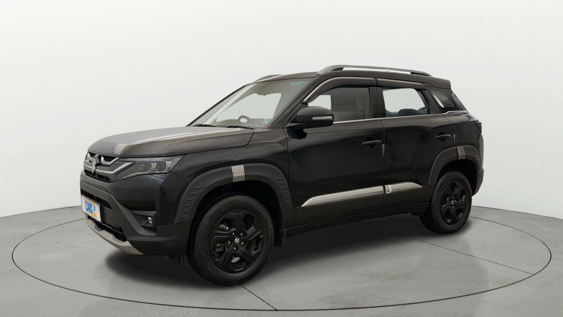 Front three-quarter view of a Maruti Suzuki Brezza