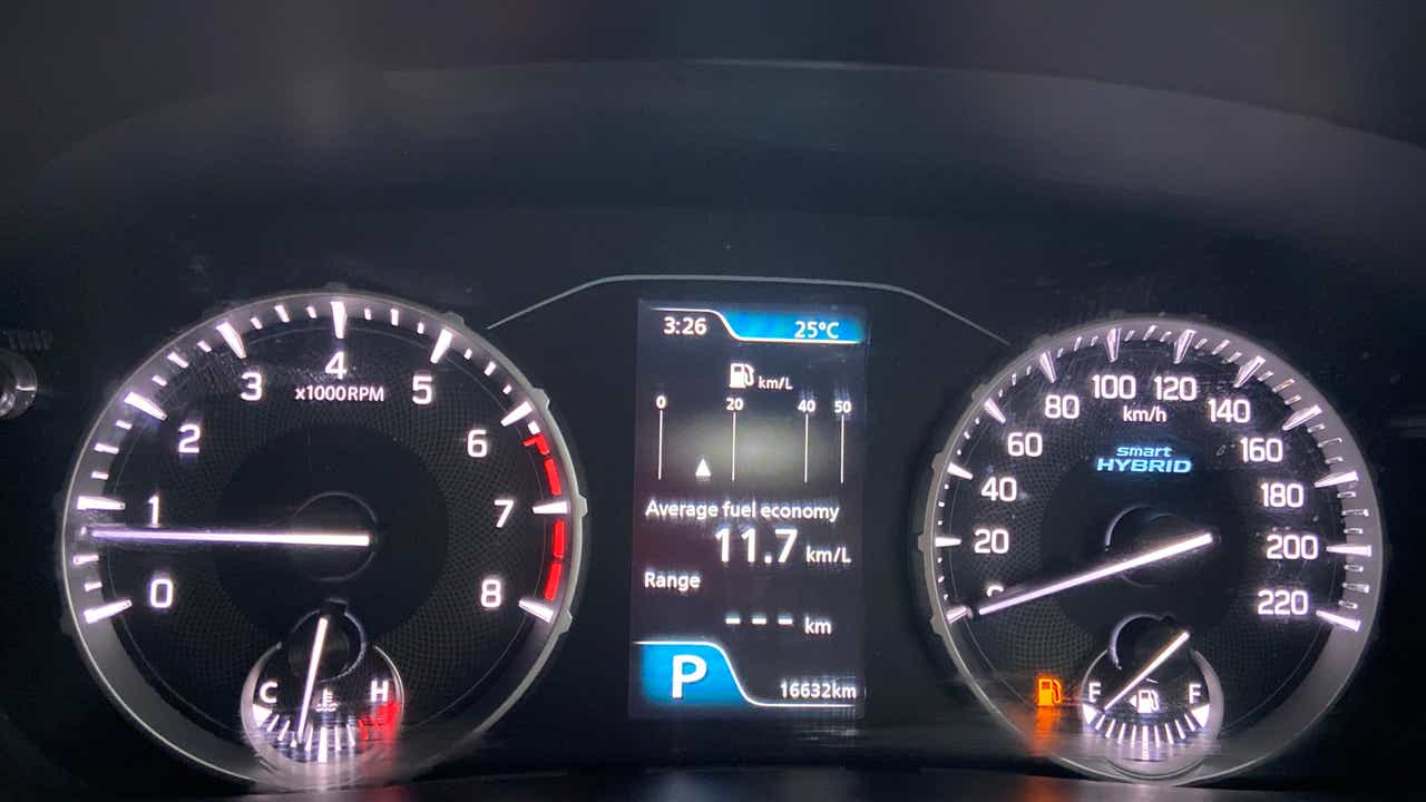 Instrument cluster of a Maruti Suzuki Brezza smart hybrid