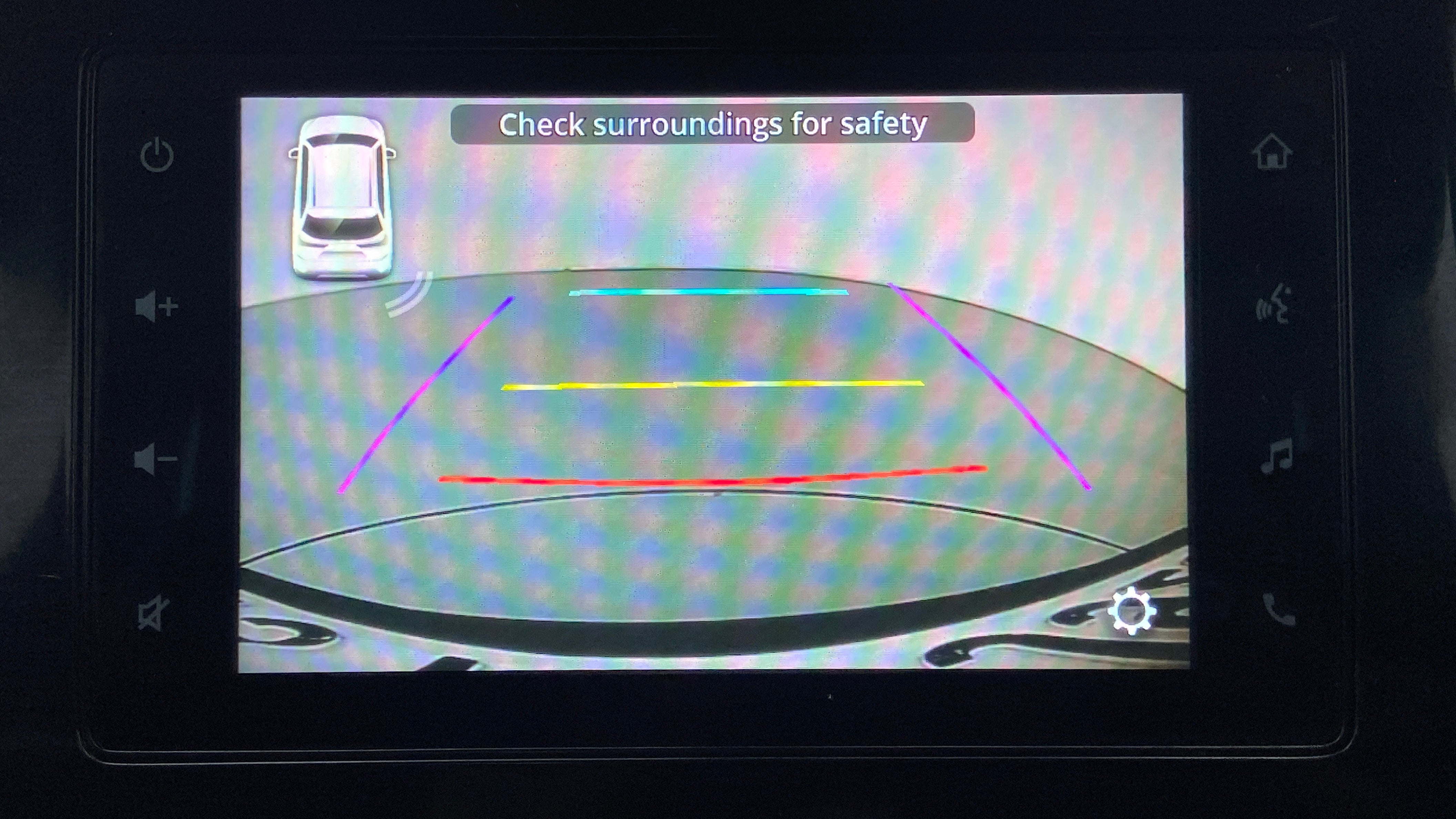 Reverse camera display of a Maruti Suzuki Brezza