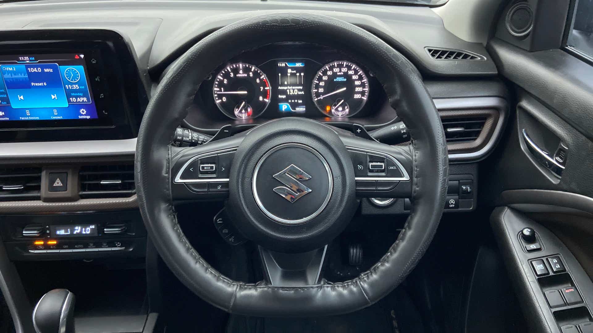Driver cockpit view of a Maruti Suzuki Brezza