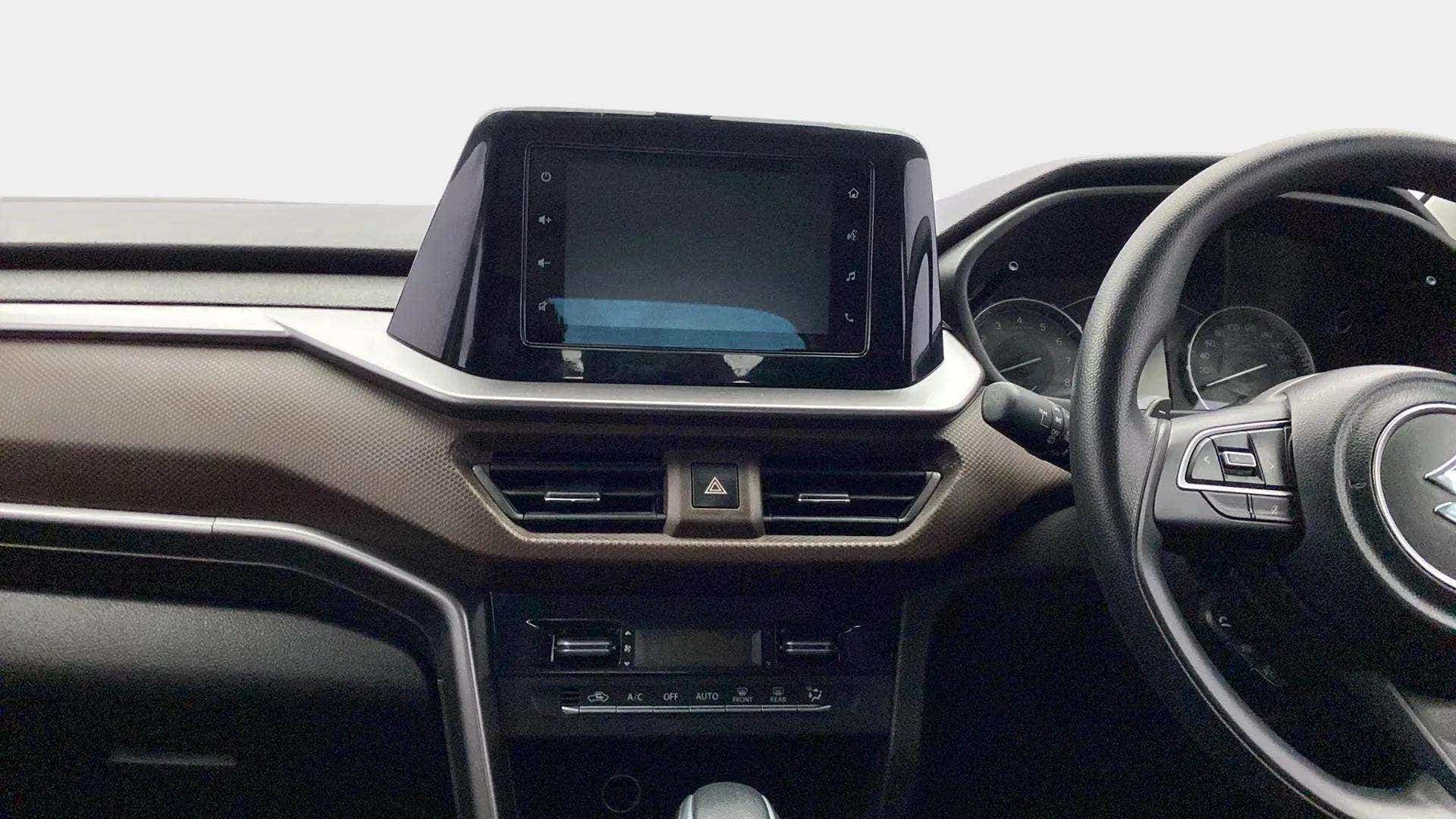 Dashboard and infotainment view of a Maruti Suzuki Brezza
