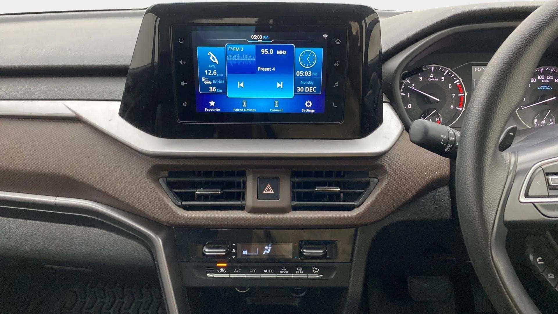 Dashboard view of a Maruti Suzuki Brezza