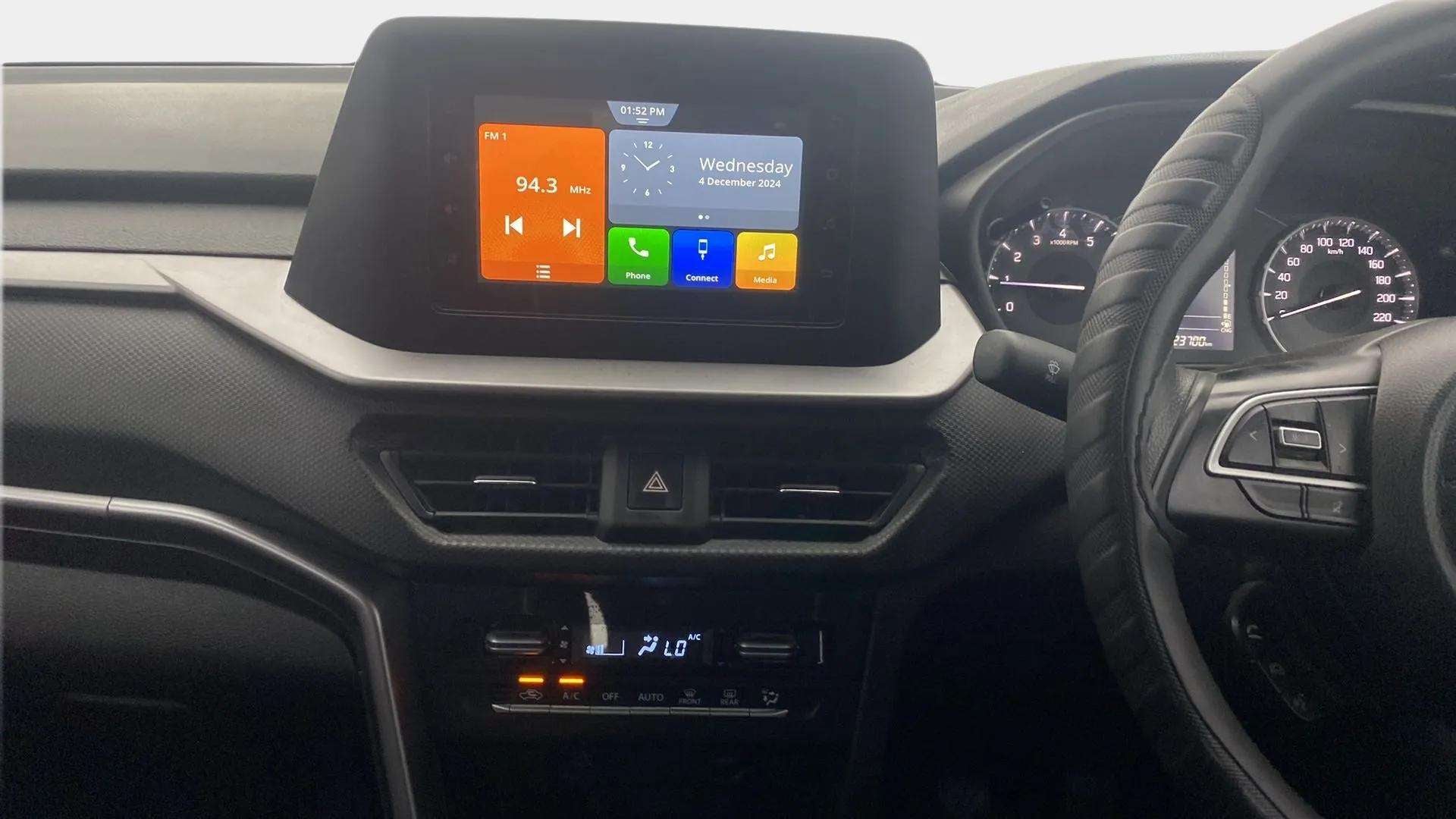 Dashboard and infotainment system of a Maruti Suzuki Brezza