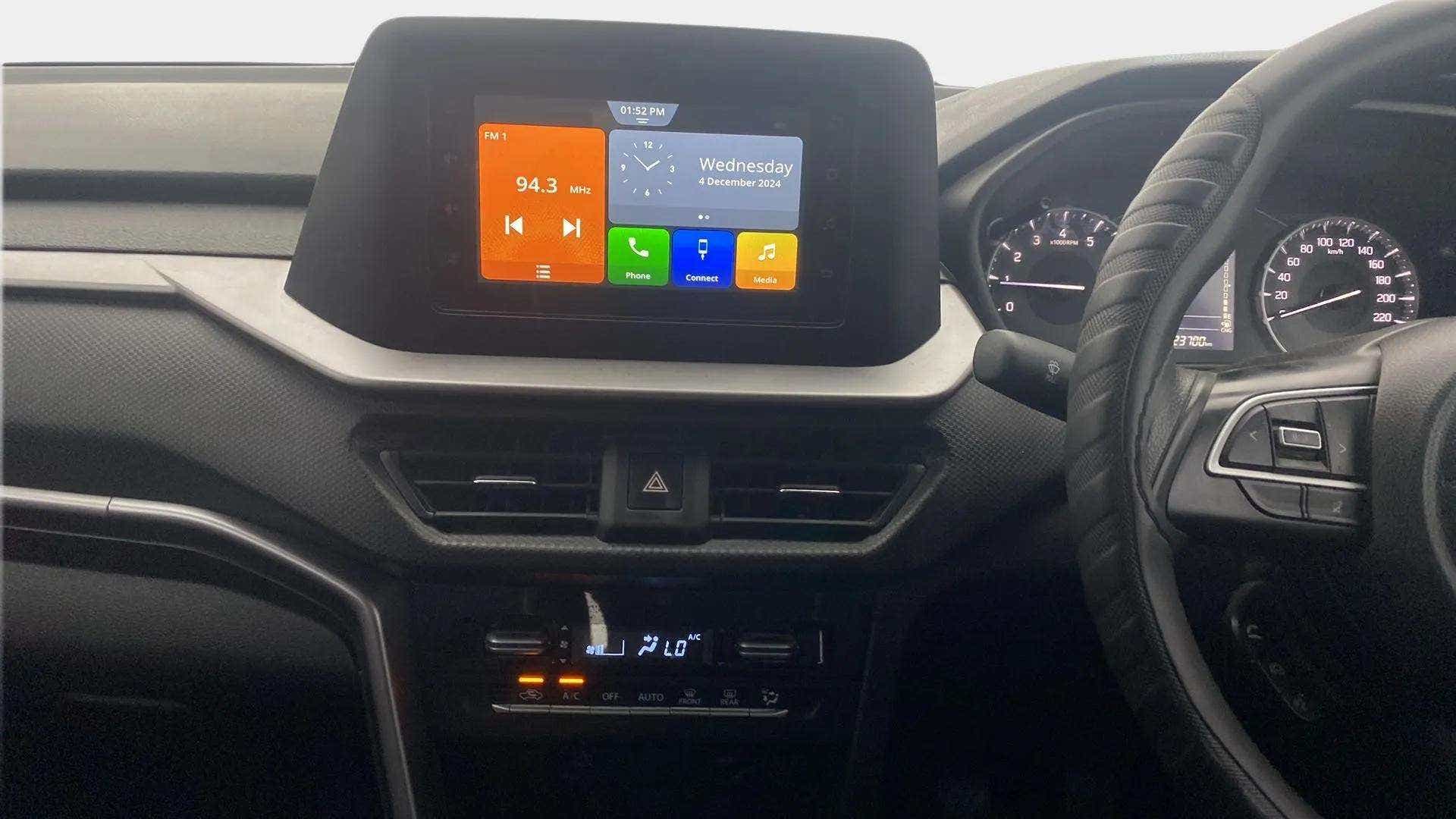 Dashboard and infotainment system of a Maruti Suzuki Brezza