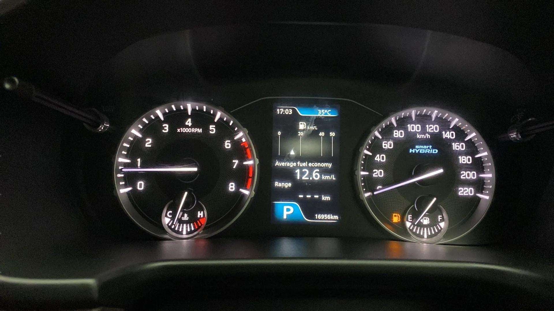 Instrument cluster of a Maruti Suzuki Brezza hybrid