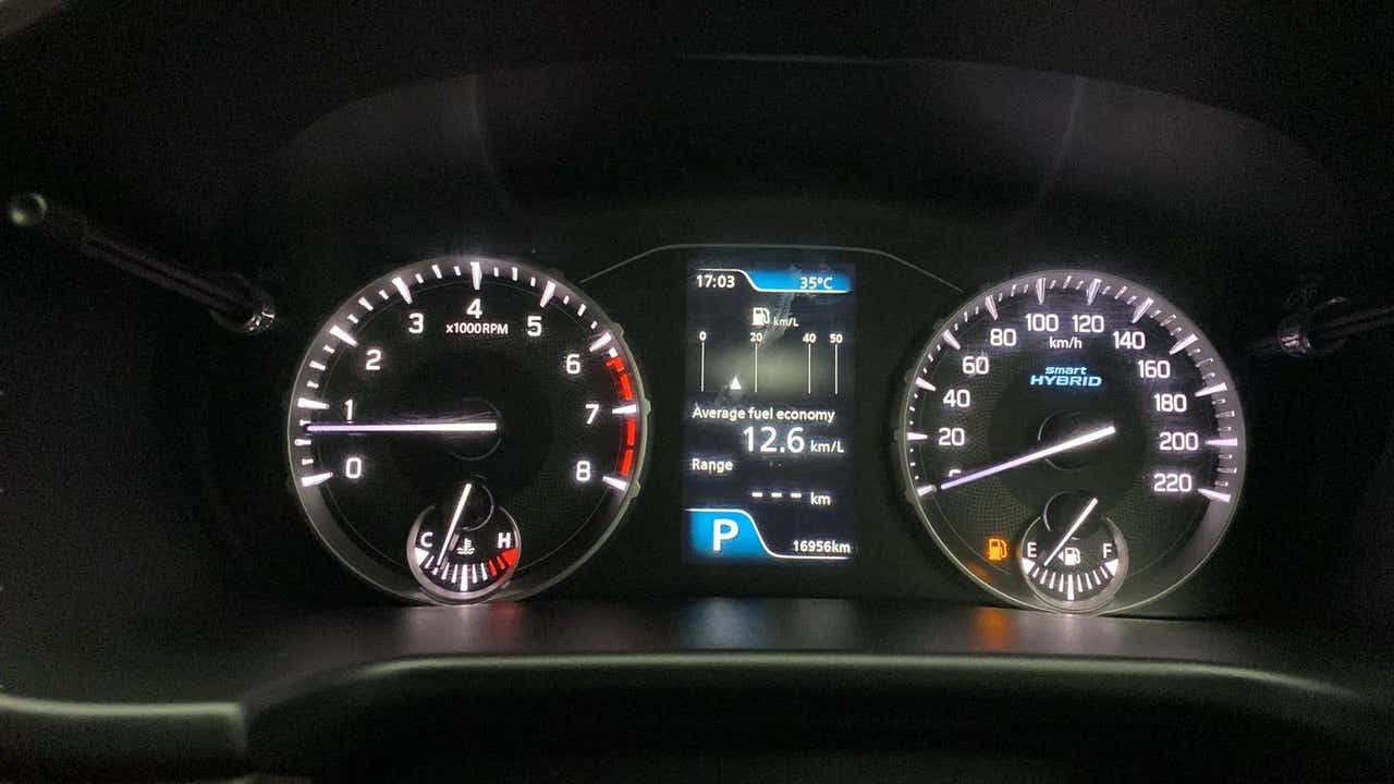 Instrument cluster of a Maruti Suzuki Brezza hybrid
