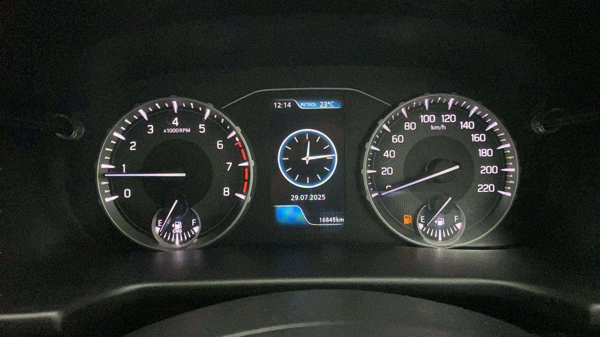 Instrument cluster of a Maruti Suzuki Brezza