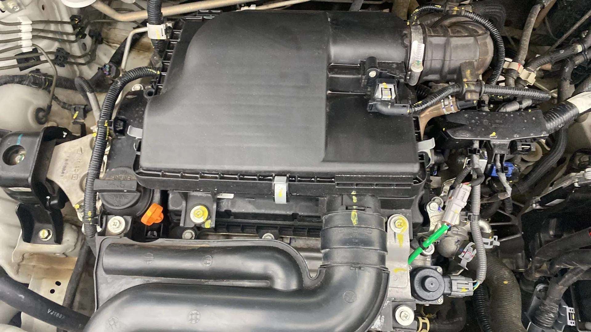 Engine bay of a Maruti Suzuki Brezza