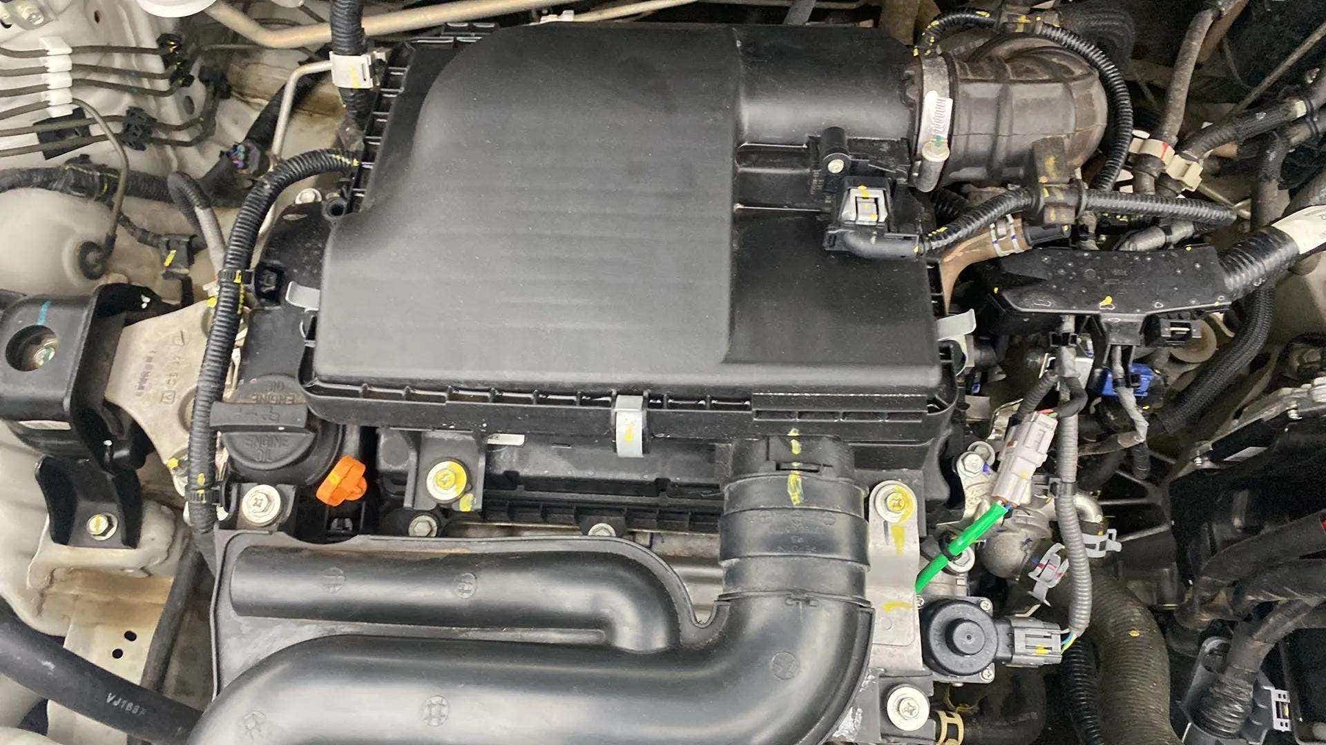 Engine bay of a Maruti Suzuki Brezza