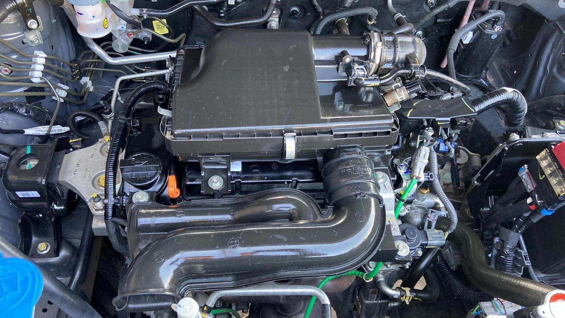 Engine bay of a Maruti Suzuki Brezza
