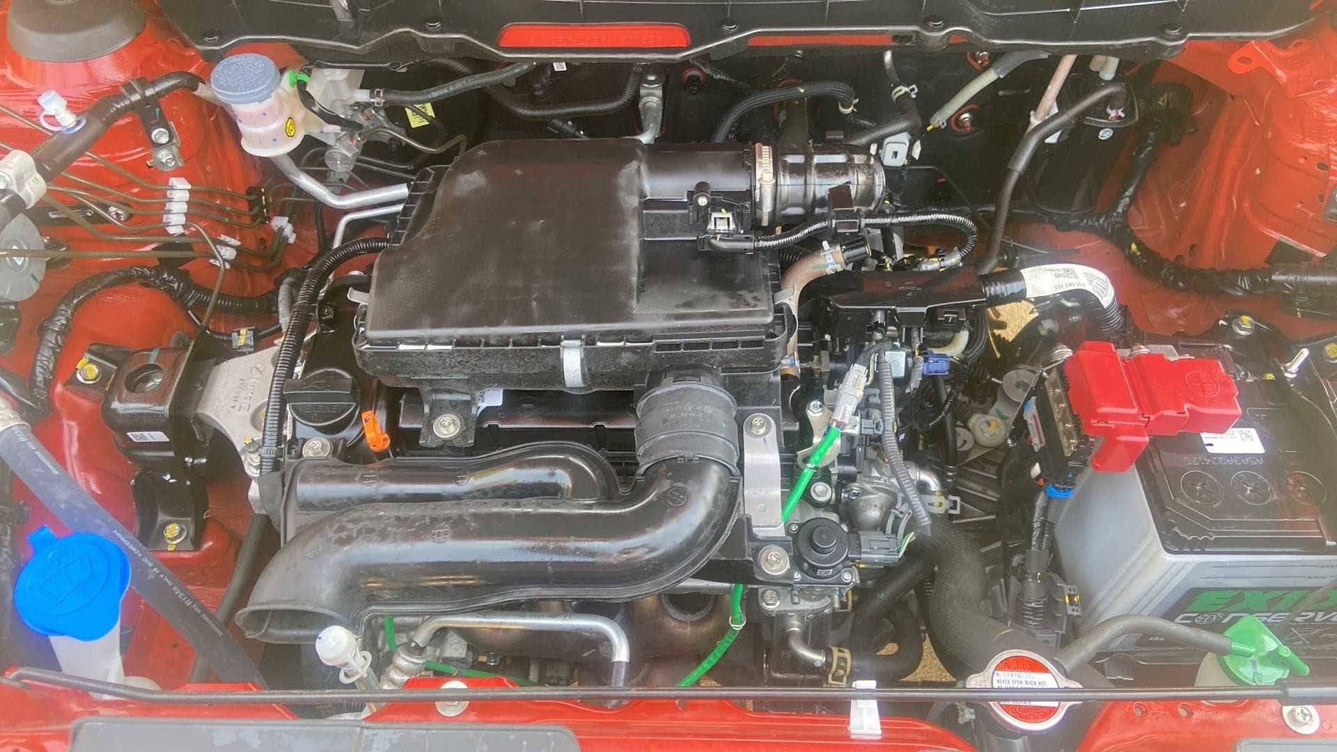 Engine bay of a Maruti Suzuki Brezza