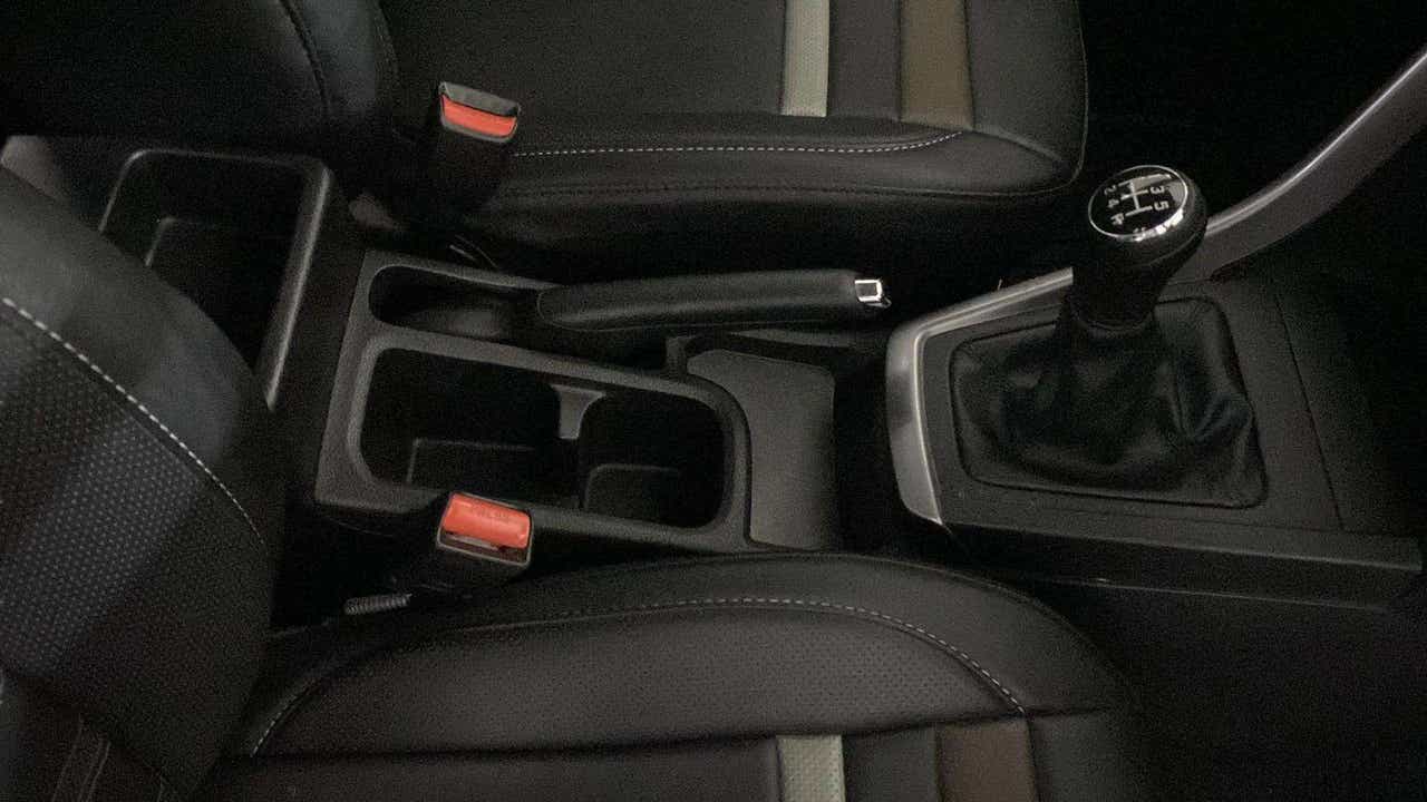 Center console and gear lever of a Maruti Suzuki Brezza